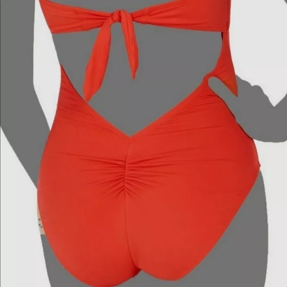 KATE Spade Women's Orange Solid Bandeau One-piece Swimsuit Size XS - Picture 2 of 7